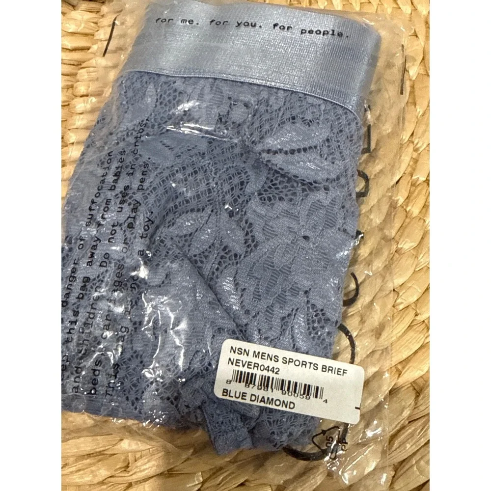 Cosabella Never Say Never Sports Brief Blue‎ Diamond Lace Men's Size L NWT